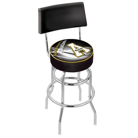 Holland Bar Stool Co 25" Chrome 2-Ring Appalachian State Swivel Bar Stool, Back L7C425AppStU-D2